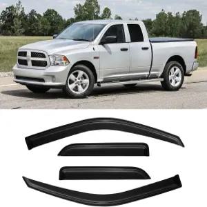 2009-2018 닷지 램 1500 쿼드 캡/확장 캡 윈도우 바이저 실드 통풍구 디플렉터 그늘막 바람 어두운 연기