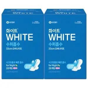 [롯데백화점]유한킴벌리 화이트 수퍼흡수 오버나이트 28p 1+1+중형증정2pX2개