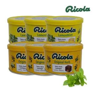 리콜라 스위스 허브캔디 오리지널 3통 + 레몬민트 3통 목캔디 허브사탕