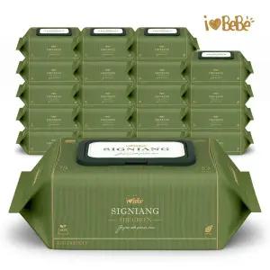 아이러브베베 시그니앙 더그린 생분해 75g 77매 20팩 캡형 아기물티슈