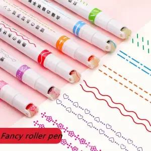 6색 세트 다양한 패턴 라인펜 롤러펜 윤곽펜 매직 패턴펜 라인펜 롤러펜