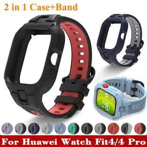 화웨이 워치핏 4 프로용 2 in 1 케이스+밴드, 밴드 범퍼 프레임 보호 손목 스트랩 벨트