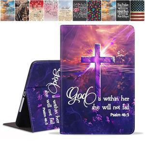 S5E 10 5인치 2019 스탠드 조절 구절 크로스 T727 태블릿 자동 SM 케이스 있는 가죽 커버 슬림 성경 T720 가능한 T725 케이스가 PU 슬립 46 시편 웨이크 인용구