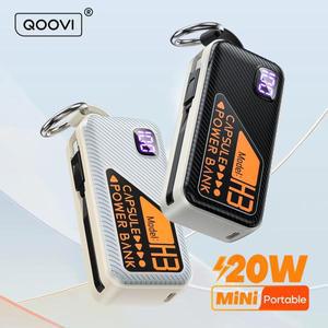 QOOVI 미니 보조베터리 5000mah 내장 케이블 PD 20W 휴대용 충전기 iPhone 15 용 고속 Samsung Xiaomi 외장