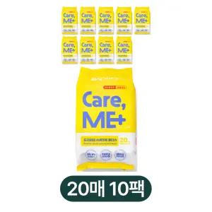 케어미 손세정티슈 20매 10팩 99.9% 항균 에탄올 손세정용 물티슈 휴대용 리필형