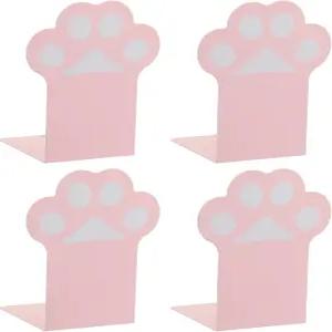 패티킬 2 세트 메탈 북엔드 캣포 비스키드 가정 및 사무실 장식 도서관용 책장용 책 스토퍼 핑크