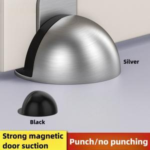 스테인리스 스틸 고무 자석 도어 스토퍼 펀치프리 스티커 숨김형 홀더 바닥 장착 못 없이 설치 도어스톱
