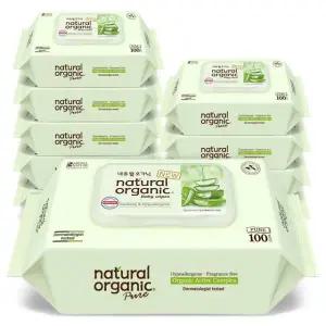 네츄럴오가닉 퓨어 플레인 캡형 물티슈 100매 10팩 {QHJ}