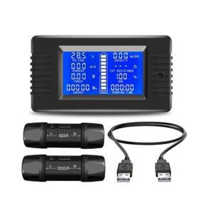 DC LCD 디스플레이 디지털 멀티미터 배터리 모니터 전력 에너지 임피던스 전압계 PZEM-015 0-200V 50A 100A