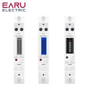 18mm AC 230V 110V 단상 1P 백라이트 디지털 전력계 소비 아날로그 에너지 미터 kWh LCD 전기 Din 레일