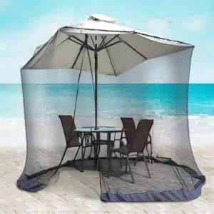 ( )아웃도어 파라솔 전용 대형 야외 모기장 방충망 캐노피 캠핑 발코니 옥상 실외모기장