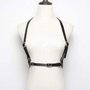 여성용 가죽 스트랩 바디벨트 하네스 의상 액세서리