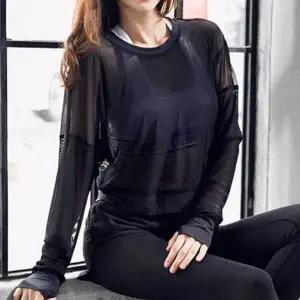 여자 요가 상의 필라테스 긴팔 운동복 시스루 줌바