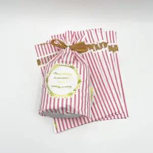 리본 선물포장 봉투 답례품 구디백 핑크 스트라이프 50매