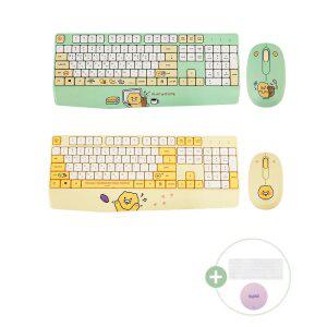 카카오프렌즈 춘식이 손목받침 무선 키보드 마우스 세트+키스킨+마우스패드