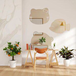 어린이 아크릴 안전거울 무타공 부착식 아이방 벽거울 동물 캐릭터