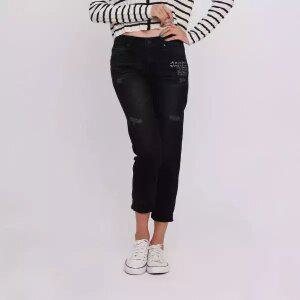 여성) 프리미엄 장식지퍼 프린트 스터드장식 메 y사 라텍스구제_AM3DBF554-BK