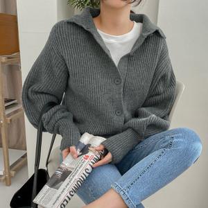 [시크릿라벨] 심플터틀넥벌룬니트가디건