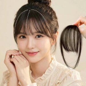 자연스러운 시스루뱅 앞머리 가발 사이드뱅 똑딱이 헤어피스 붙임머리