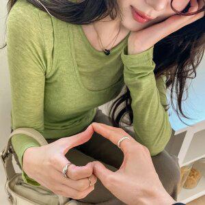 [레이어드템/두쫀쿠룩] 골지 U넥 레이어드 나시