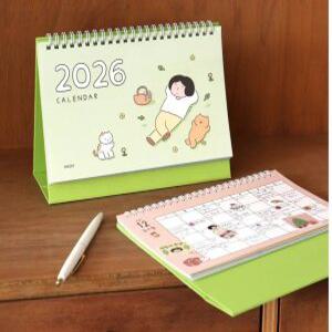 J2K 일상 달려 탁상용 캘린더 스탠딩 스케줄러 일러스트