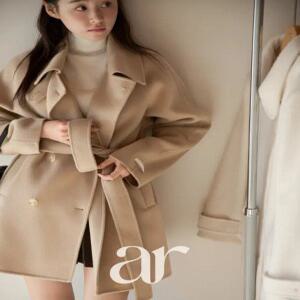 (MADE/울100/누빔안감탈착) 스트랩 더블 핸드메이드 울 하프 코트 (데일리/겨울코트/데