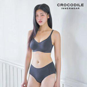[크로커다일] 소프트 쿨인견 쉘론 볼륨핏 패드일체 후크형 브라+팬티 2종세트 블랙 CD