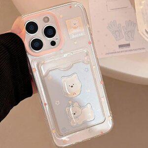 최신 귀여운 아이폰 케이스 꼬깔 곰돌이 카드지갑 / 핸드폰케이스 17 16 15 14 에어 프