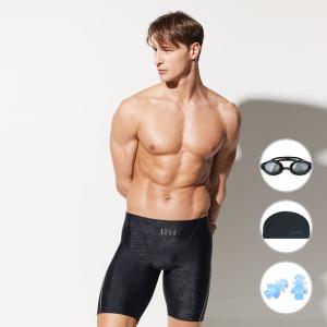 [4종세트] 베이직엘르 남성 패턴 5부 사각 불박 실내수영복 BEZ-W410K