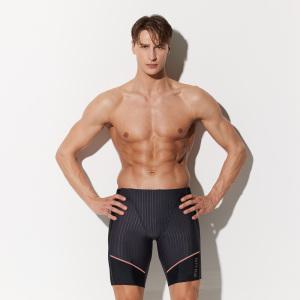 베이직엘르 남성 그레이 5부 사각 골지 실내수영복 BEZ-W411G