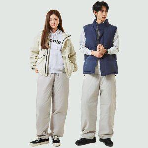 [1장+1장] 방한 와이드 패딩바지 남녀공용 겨울 양털 보온 방수 빅사이즈 와이드팬츠