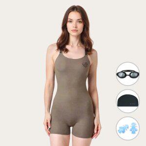 [4종세트] 베이직엘르 여성 X백 반전신 베이지 실내수영복 BEF-Z102A