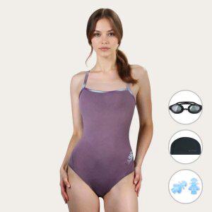 [4종세트] 베이직엘르 여성 삼각 더블 X백 로고 실내수영복 BEF-Z104P