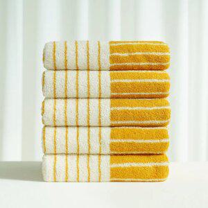국내생산 호텔수건 고급 타월 60수 160g 스트라이프 골든옐로우