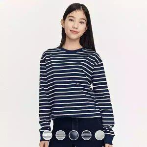 [지오다노주니어] 03025912 헤비 코튼 스트라이프 긴팔 티셔츠