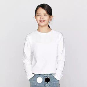 [지오다노주니어] 03326503 여아 코튼 햄라인 긴팔티