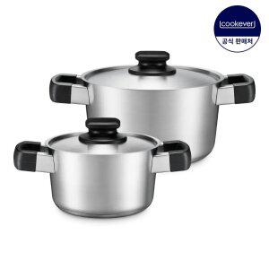 쿡에버 IH 인덕션 Noir 스텐 냄비 2종 세트 (양16+20)