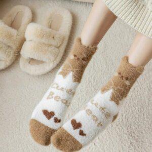 캐릭터 무압박 수면양말 수족냉증 겨울 털양말 중목 장목