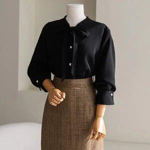 (안나앤플러스) 진주 리본 블라우스[셔츠CCB92] 빅사이즈