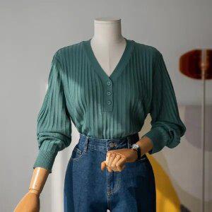 (안나앤플러스) 프롬 브이 골지 니트[니트CSU35] 빅사이즈