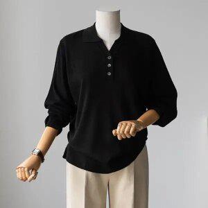 (안나앤플러스) 오픈 카라 버튼 니트[니트CTN8] 빅사이즈