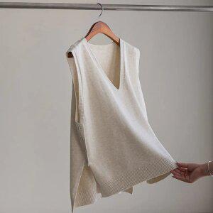 (안나앤플러스) 린드 사이드 버튼 니트 베스트[베스트DYX17] 빅사이즈