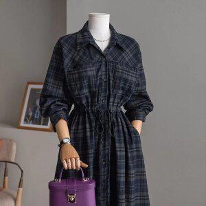 (안나앤플러스) 해핀 스트랩 체크 원피스[드레스DZT100] 빅사이즈