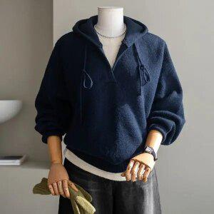 (안나앤플러스) 케온 레이어드 후드 니트[니트DZ324] 빅사이즈