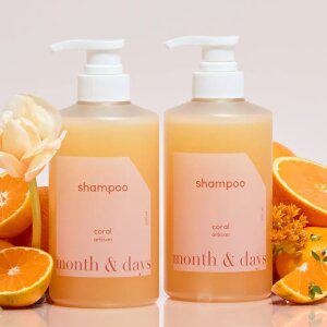 [샴푸 1+1] 먼스앤데이즈 코랄(감귤과허브향) 퍼퓸케어 샴푸 500ml (총 1L)