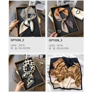 봄 가을 쁘띠 패턴 실크 스카프 정사각 환절기 70x70