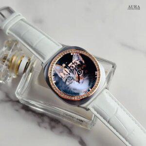 갤럭시워치8 가죽 스트랩 큐빅 베젤링 커스텀 갤럭시워치 7 6 5 4 호환 40 44mm