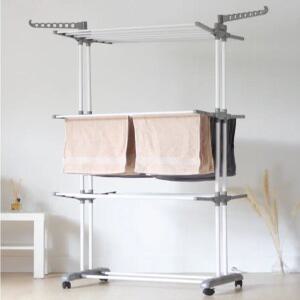 J2K 6단 빨래건조대 이동 접이식 실내 건조 베란다 거실