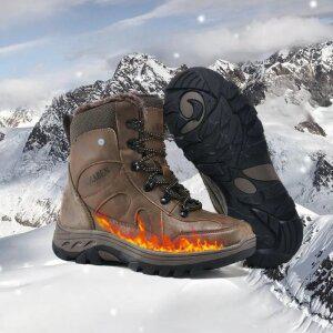 HTB 남성용 소가죽 충전식 발열 방한부츠 겨울 열선 안전화