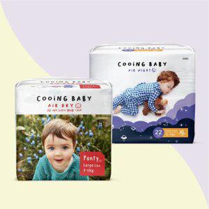 쿠잉 에어드라이+에어나이트 기저귀 /4팩+4팩/ 프리미엄 낮+밤 기저귀 추천